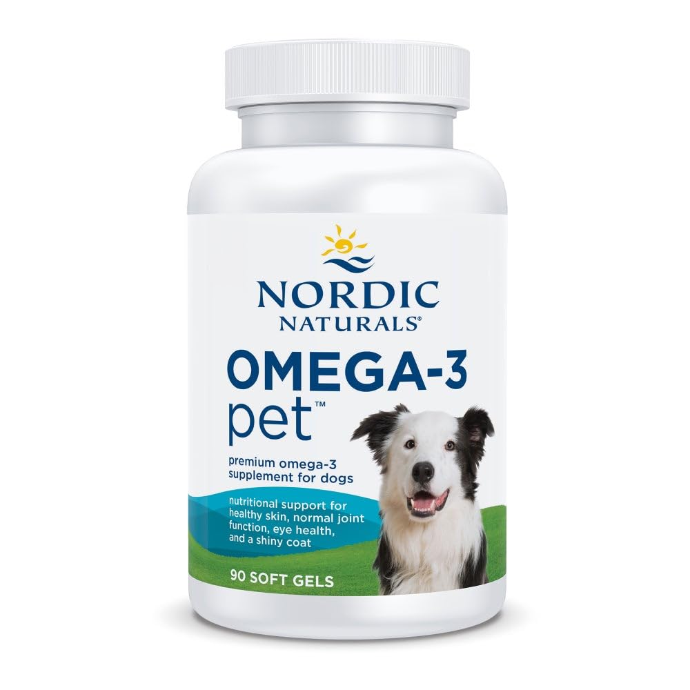 Nordic Naturals Omega-3 Pet, Unflavored - 90 Soft Gels - 320 mg Omega-3 Per Soft Gel - Fish Oil for Dogs with EPA & DHA - Promotes Heart, Skin, Coat, & Immune Health