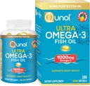 Qunol Fish Oil Omega 3 Mini Softgels, 1000mg Omega 3 EPA + DHA, Ultra Pure Supplements, Heart Health Support, Lemon Flavor, Easy to Swallow Minis, 3 Month Supply, 180 Count