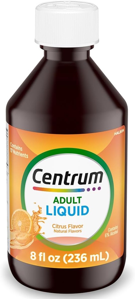 Centrum Liquid Multivitamin for Adults, Multivitamin/Multimineral Supplement with B Vitamins and Antioxidants, Citrus Flavor - 8 Fl Oz