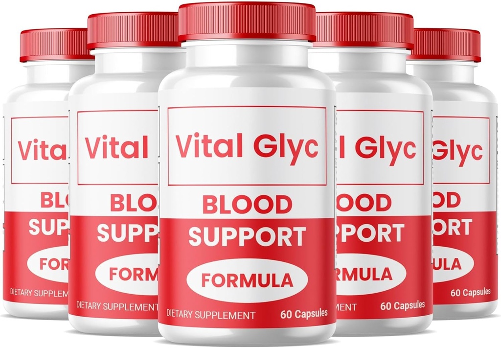 (5 Pack) Vital Glyc Capsules, Official Blood Support Formula, Blood Vessel Cleaner, Glyco Optimizer Pills, Supports Overall Health & Wellness, Vital Supplement Powder (300 Capsules)