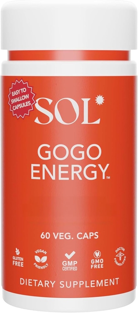GoGo Energy Supplement: Natural Energy Boost, Cortisol Regulation, Focus Support, Herbal Alternative for Men & Women