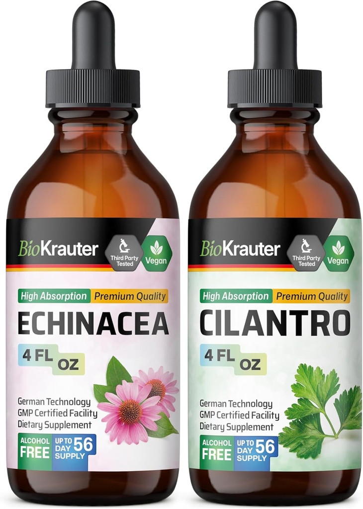 BIO KRAUTER Echinacea Tintura 4 Fl. Oz. " Cilantro Tincture 4 Fl. Oz.