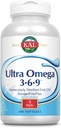 KAL Ultra Omega 3-6-9 1200mg | Fish Oil w/Cold Pressed Flaxseed & Borage Oil | Skin, Hair, Heart, Memory | 200 Softgels
