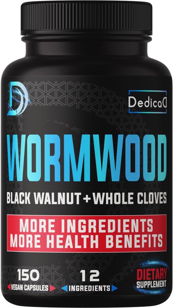 Premium Wormwood Extract Capsules - 5 Month Supply for Immune - 12 Herbs Blended with Black Walnut Leaves, Ginger, Turmeric &amp; More - 150 Counts