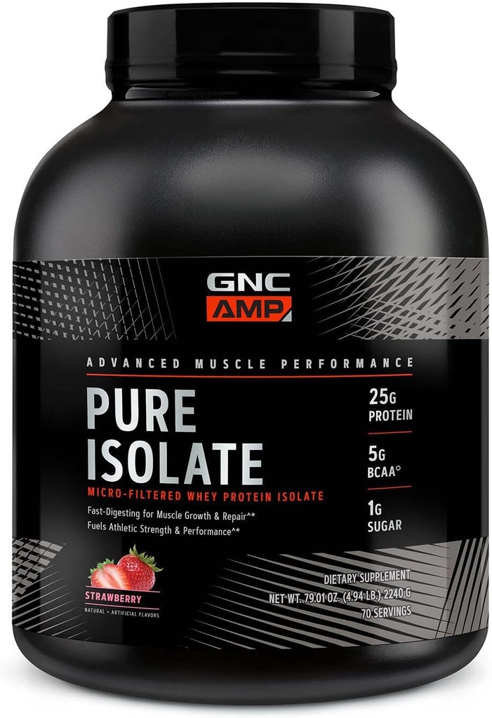GNC AMP Pure Isolate Whey Protein - Strawberry (70 Servings)