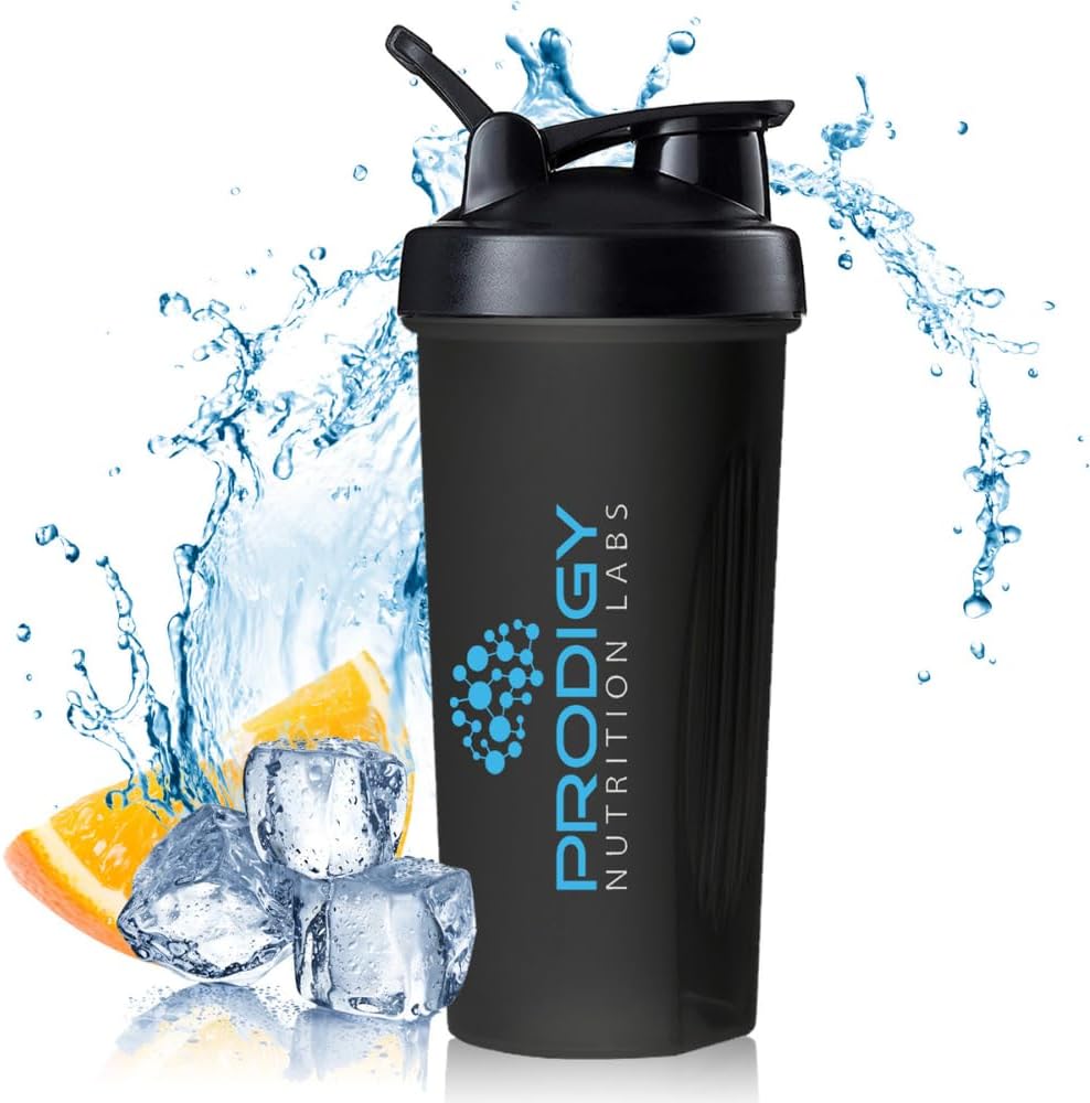 Protein Shaker 20oz Large Shaker Bottle Perfect for Workout Supplements, Protein powder, Sports drinks, BCAA'S, Meal Replacement, BPA Free, for Fitness Enthusiasts Athletes - Black