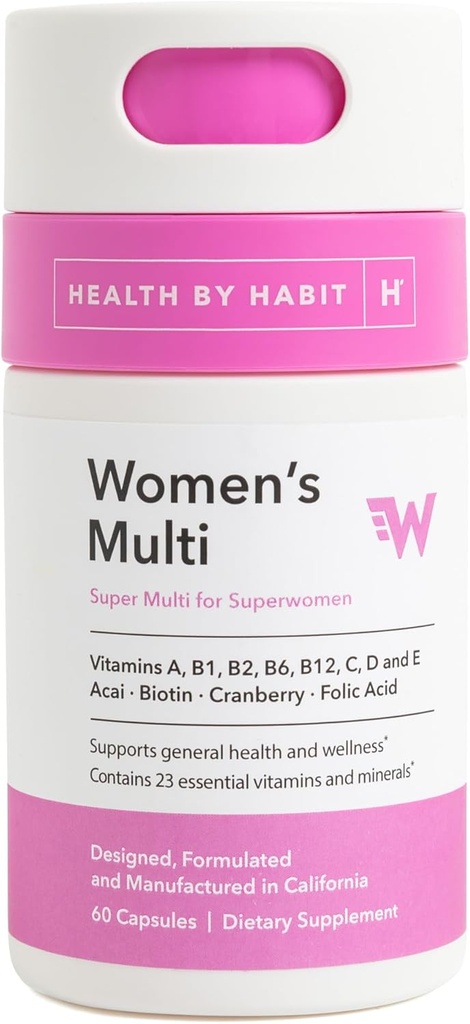 Salud por Habit Womens Multi Supplement (60 Capsules) - 23 Vitaminas y Minerales Esenciales, Apoya Salud General &amp; Bienestar, No GMO, Libre de Azúcar (1 Pack)