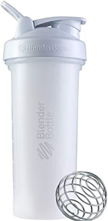 BlenderBottle Classic V2 Shaker Bottle Perfect para Protein Shakes y Pre Workout, 28-Once, White