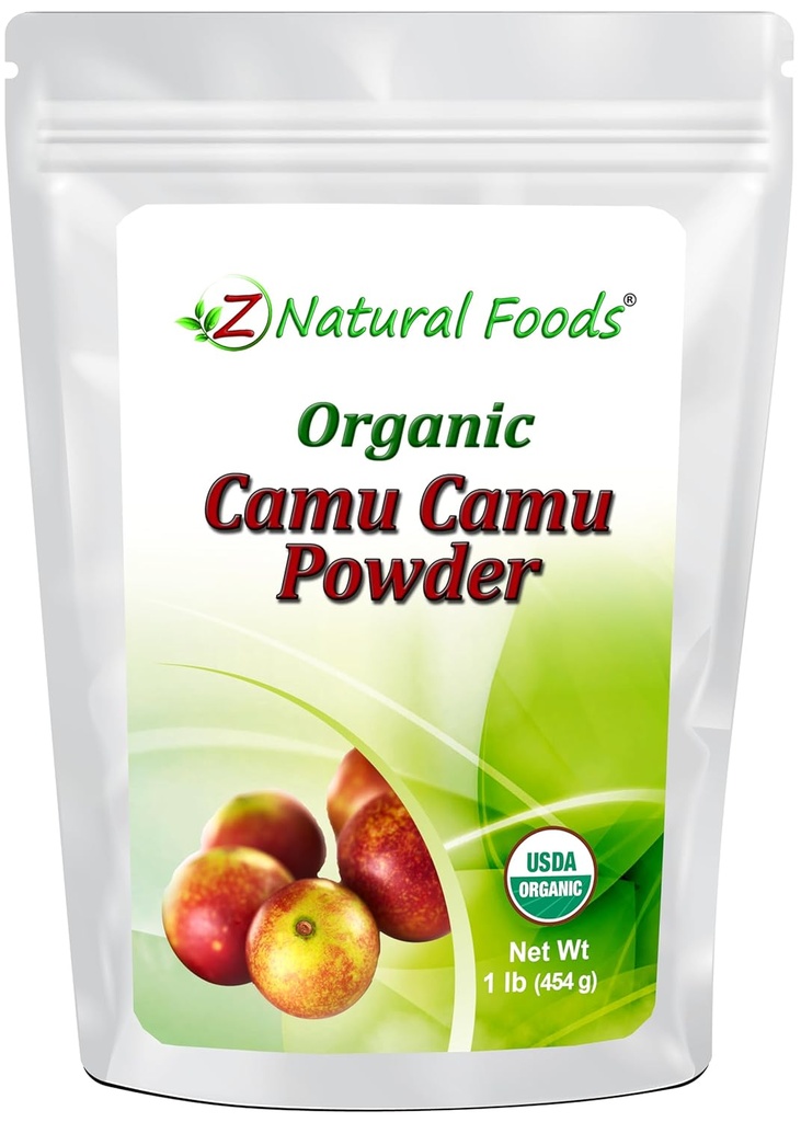 Z Natural Organic Camu Camu Powder, Natural Vitamina C Suplemento para Immune Support &amp; Mood Boost, Mix in Smoothies, Bebidas & Recetas, Superfood Powder, Raw, Vegan, Non Gluten Free, 1 lb