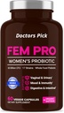 Fem Probióticos para Mujeres. 17 Efectos clínicos para el apoyo vaginal, digestivo e inmunitario, salud del tracto urinario, equilibrio de pH y humedad. 60 cápsulas vegetarianas, suministro de 2 meses