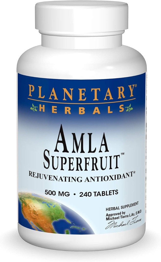 HERBALSAS PLANETARIAS Amla Super Fruit Rejuvenating Antioxidant Suplemento, 240 Con