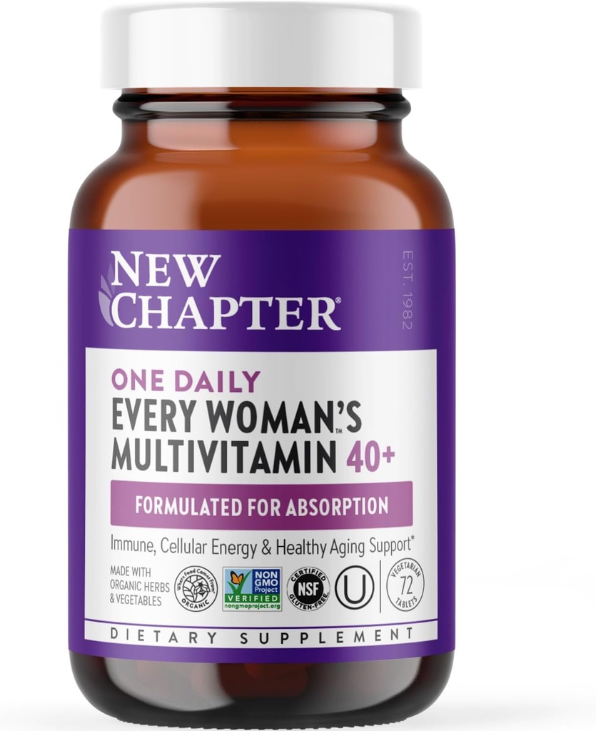 Nuevo capítulo Mujeres Multivitamina 40 más para Energía, Envejecimiento saludable + Soporte inmunitario con 20+ Nutrientes - Cada Mujer Uno diario 40+, Sujeto en el Stomach, 72 Cuenta