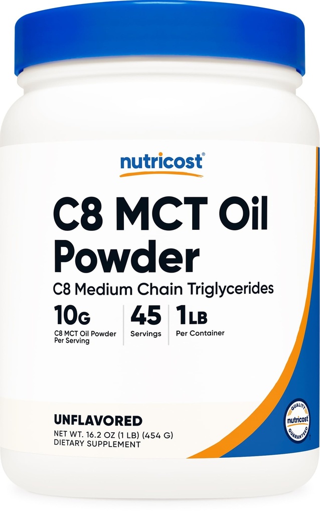 Nutricost C8 MCT Oil Powder 1LB (16.2oz) - 95% C8 MCT Oil Powder