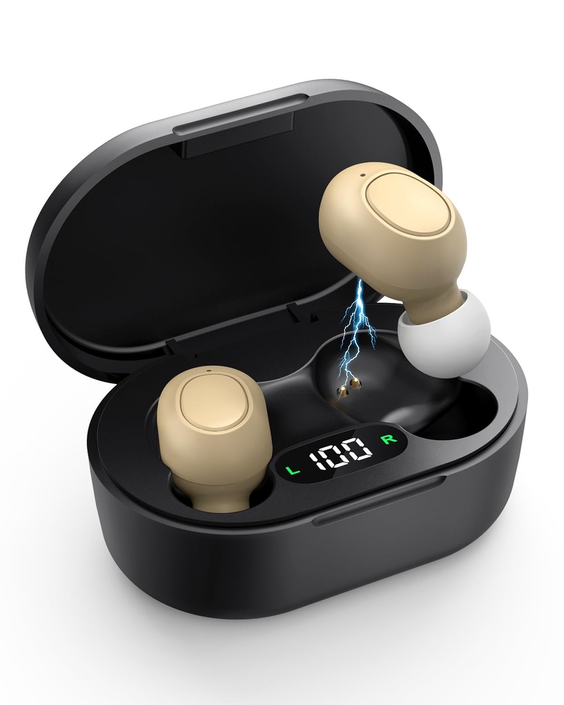 Ayudas auditivas para personas mayores - Ayuda auditiva recargable para pérdida auditiva con reducción de ruido inteligente,Amplificador auditivo invisible con control de volumen y caso de carga portátil