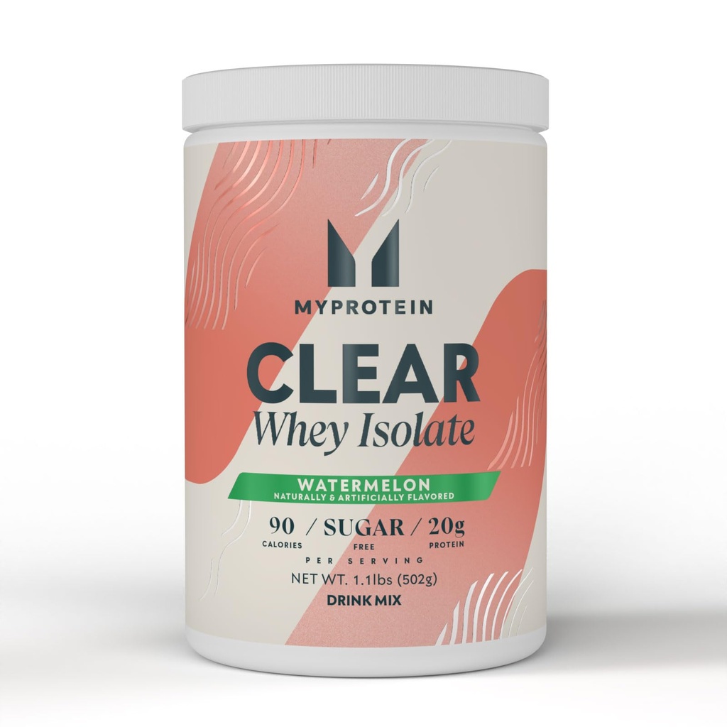 Myprotein Clear Whey Isolate Protein Powder, 1.1 Lb (20 Servings) Watermelon, 20g Proteína por Ser, Naturalmente Flavored Drink Mix, Daily Protein Intake for Superior Performance