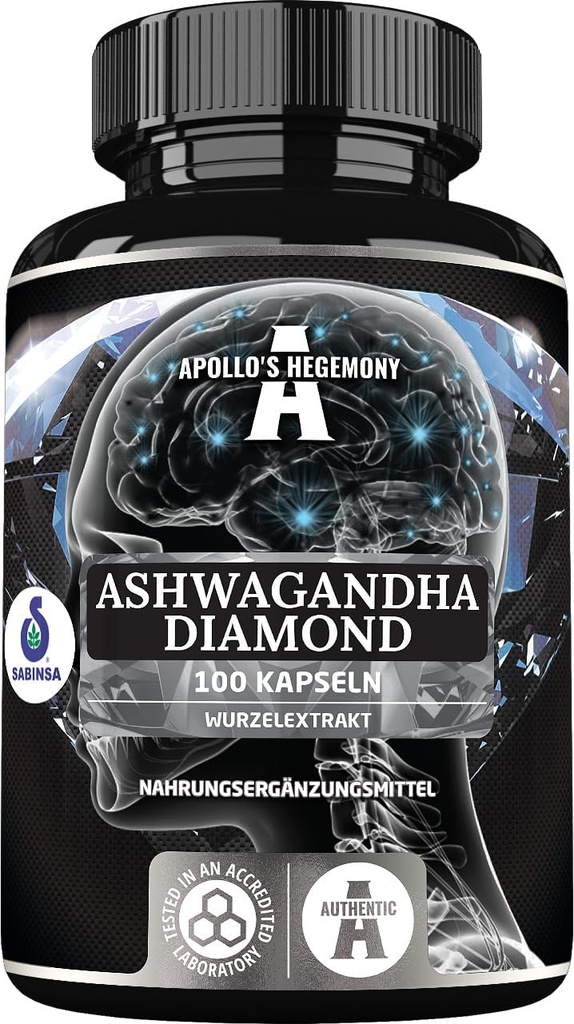 APOLLO'S HEGEMONY Ashwagandha Extracto 568 mg por Tablet, 100 Tabletas Vegan, 400 Serviciones por paquete, Withania somnifera Extracto Contiene 7% conanolidos, Memoria de Apoyo y Concentración