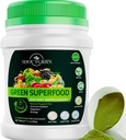Green Superfood Powder – Organic Super Greens Drink for Bloating, Energy " Digestion – Daily Vegan Detox Supplement with Spirulina, Chlorella, Prebiotics – 53 Servings