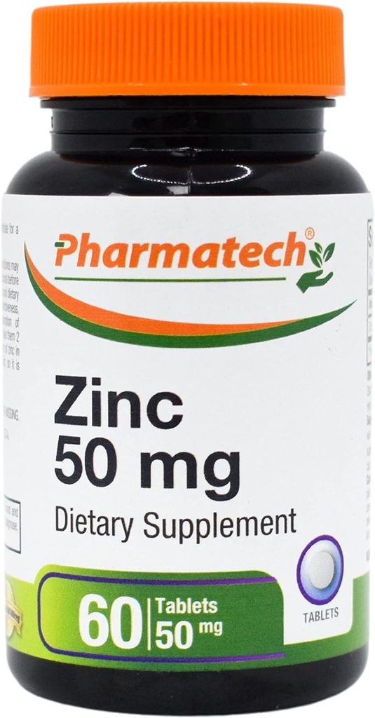 Zinc 50 mg, Suplemento de Apoyo Inmunitario, Gluconato Elemental de Zinc Chelated, Antioxidante Mineral para la Salud del Hombre y la Mujer, Acné, Fácil de Swallow, 60 Tablets