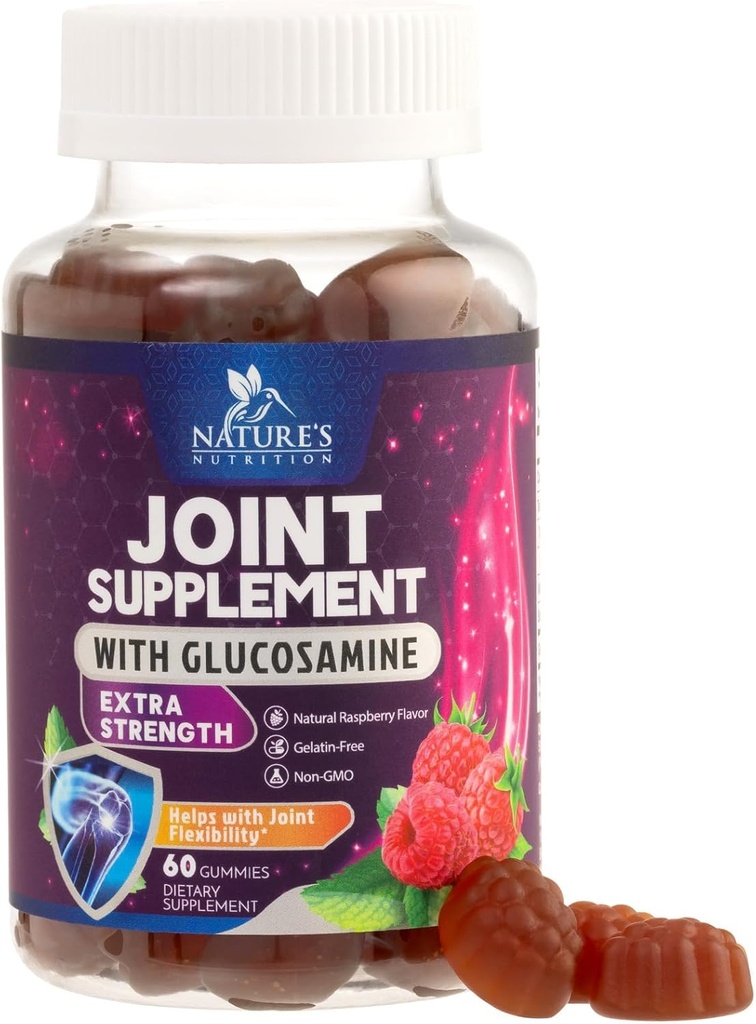 Soporte Conjunto Gummies Glucosamine Plus Vitamina E - Suplemento de Apoyo Conjunto de la Naturaleza para el Descomiso ocasional por la espalda, rodillas & manos - cartílago " Salud conjunta " Apoyo a la flexibilidad - 60 Gummies