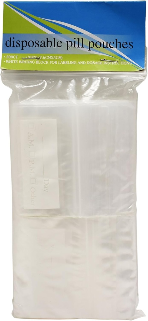 Juego de 200 bolsas de plástico de cierre de cremallera desechables 3" x 2" con área de bloque de escritura blanca para fácil etiquetado