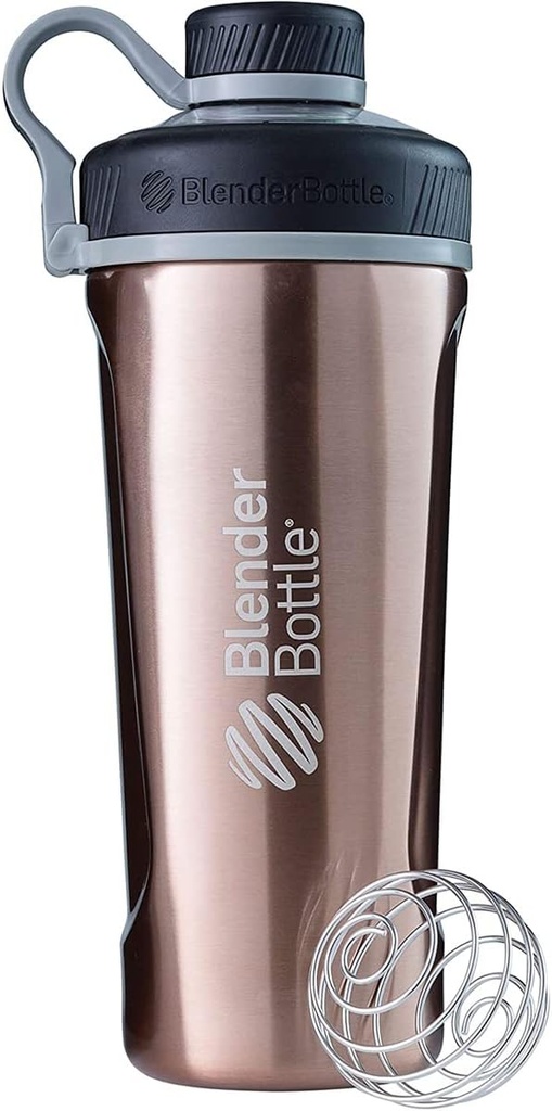 BlenderBottle Radian Shaker Cup Insulated Stainless Steel Water Bottle with Wire Whisk, 26-Ounce, Copper