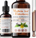 FabLab Mullein Leaf Extract with Elderberry 4 Fl Oz - Made in USA - Drops for Better Lung - Mullein Tincture for Lung Detox - Bronchial Cleanse for Smokers - Respiratory Herbal Supplement