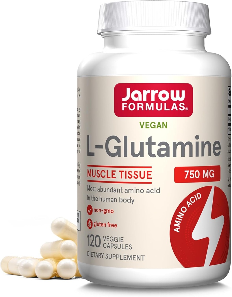 Jarrow Formulas® L-Glutamine 750 mg, Suplemento dietético, Immune y Muscle Support, 120 Veggie Capsules, hasta 120 Day Supply