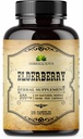 Elderberry Capsules – Natural Black Elderberry Herbal Supplement – Immune Boosters for Adults, Digestive Support, Antioxidants &amp; Vitamina C – Fiber-Rich, Non-GMO – 100 cápsulas para hombres y mujeres