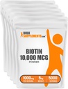 BulkSupplements.com Biotin 10000mcg Powder - Vitaminas para el cabello, la piel y las uñas - como Vitamina B7, Gluten Free, 1000mg por Serving (10mg Biotin), 5kg (11 lbs) (Pack of 5)
