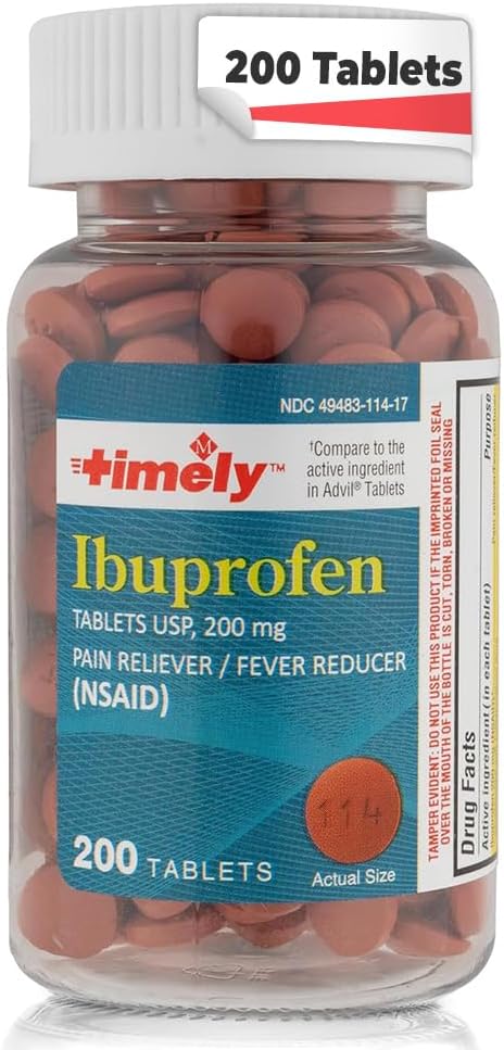 Lágrimas de hora, INC. Ibuprofeno 200mg 200 Tablets - (NSAID) Dolor de dolor de cabeza, dolor menstrual, dolor de dientes, dolor muscular, dolor de artritis, dolor corporal