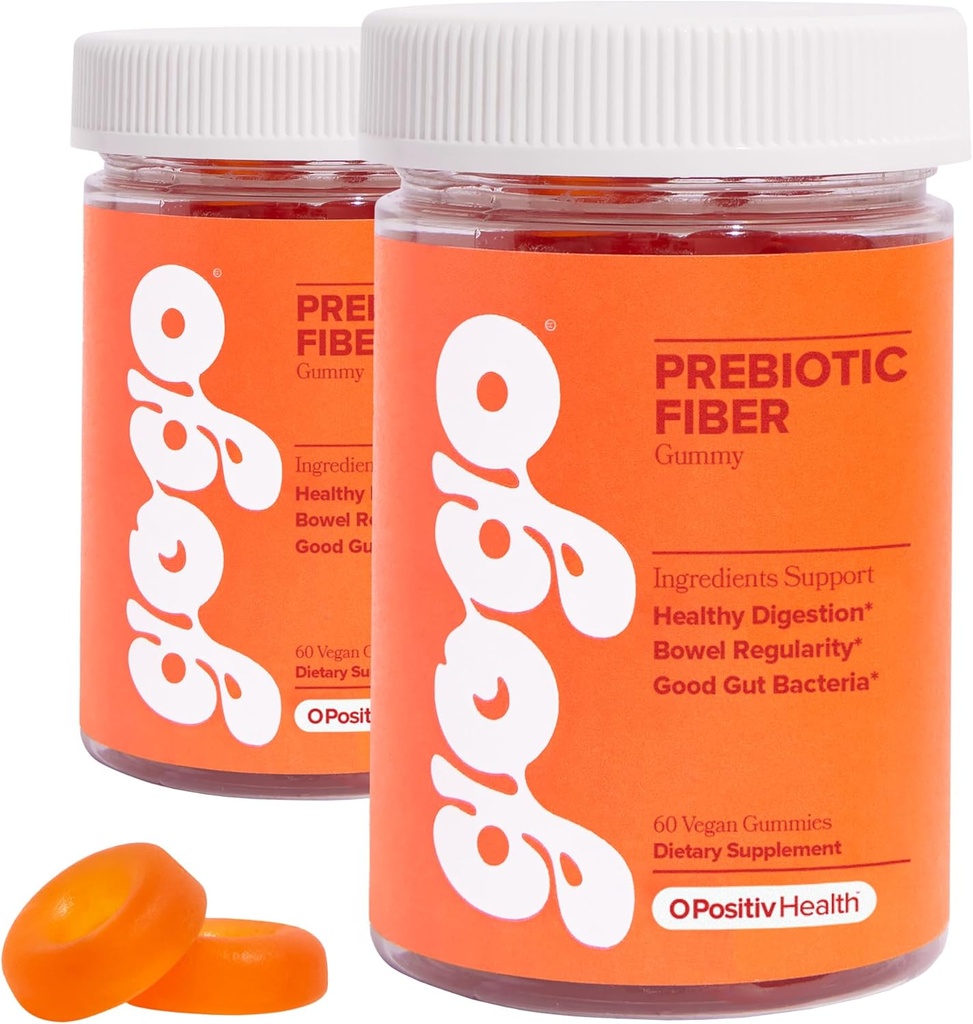GOGO Fiber Gummies for Adults, 60 Conde (Pack of 2) - Prebiótico Chicory Root Inulin Fiber Supplement - Daily Gummy Fiber for Digestive Gut Health - Non-GMO, Vegan &amp; Cruelty-Free