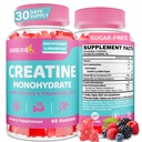 Creatina para Mujeres, Gummies de Monohidrato de Creatina - No Bloating - Creatine Pre y Post Workout Chewables Suplemento con Taurine &amp; B6 - para la recuperación, fuerza, energía &amp; booty, rendimiento, 60 Condes