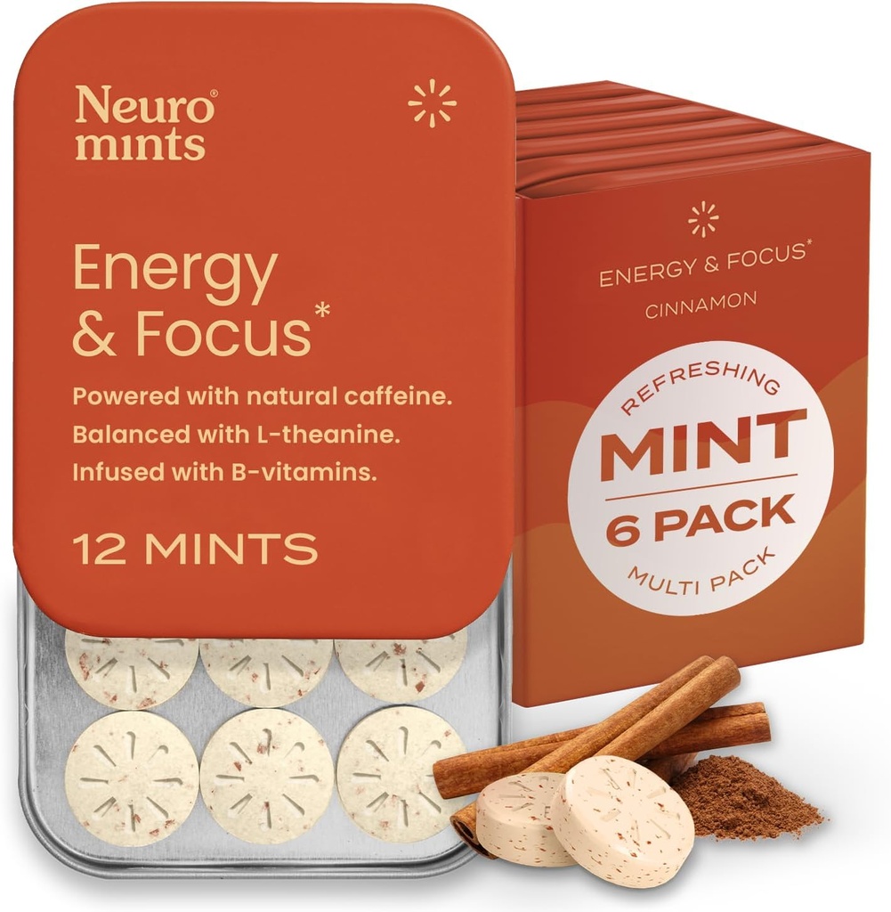 NeuroGum Energy Caffeine Mints (72 piezas) - Azúcar gratis con L-theanine + Caffeine natural + Vitamina B12 &amp; B6 - Nootropic Energy & Focus Suplemento para Mujeres y Hombres