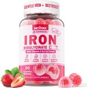 Gummies de hierro para hombres de mujer - Bisglycinate de hierro con folato de vitamina C B12 Zinc para adultos, Hierro suave para la deficiencia de hierro, energía eléctrica, no estreñimiento &amp; después del sabor, sin azúcar 1 paquete