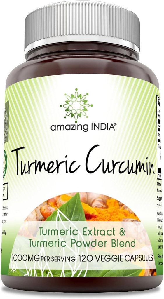 Sorprendente India Turmeric Curcumin 1000 Mg per Serving Silencio 120 Veggie Capsules Suplemento  Blend of Turmeric Powder " Turmeric Extract ← Non-GMO TEN Gluten Free TEN Made in USA