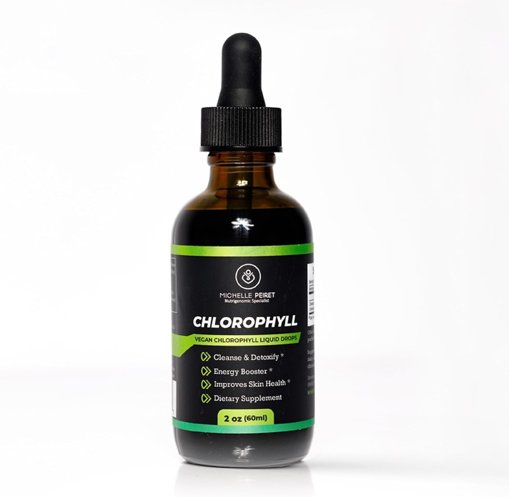 Chlorophyll Liquid Drops, Premium Quality Chlorophyll, Skin Detox y Energy Support, 2oz/60ml