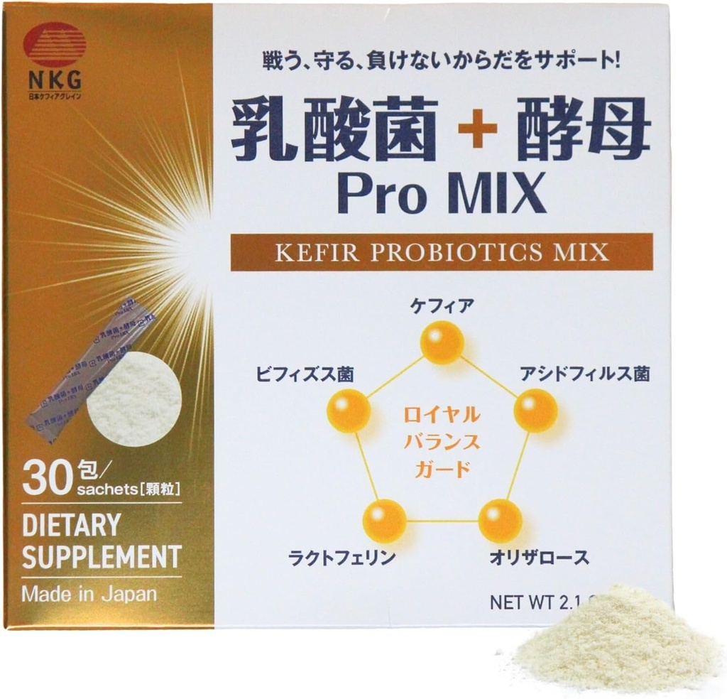 Pro Mix Kefir Probiotic Supplement with 12 Strains + Prebiotics for Gut & Immune Health ← Travel-Friendly Powder Packs (30ct).