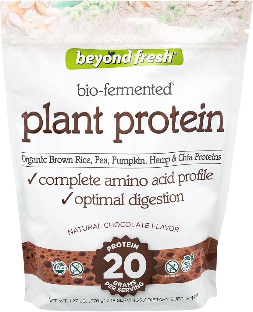 Más allá de Proteína de Plantas Frescas – Chocolate, Perfil Aminoácidos Completas, Digestión Optimal, 20gramos de Proteína, 18 Servimientos