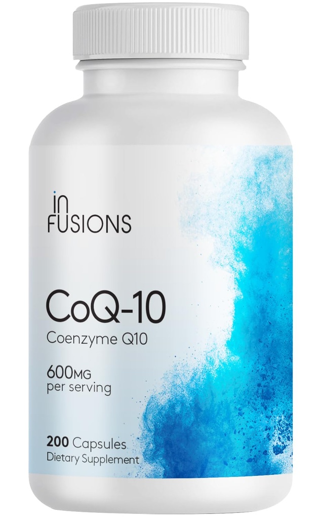 Infusiones Maximum Strength Pure CoQ10 600mg 200 Capsules High Absorption Gluten Free Non-GMO