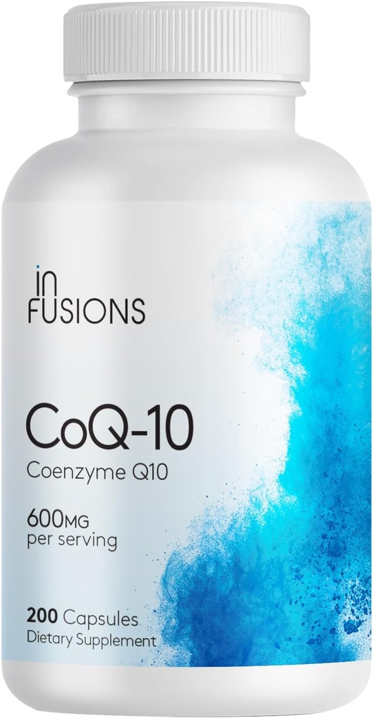 Infusiones Maximum Strength Pure CoQ10 600mg 200 Capsules High Absorption Gluten Free Non-GMO