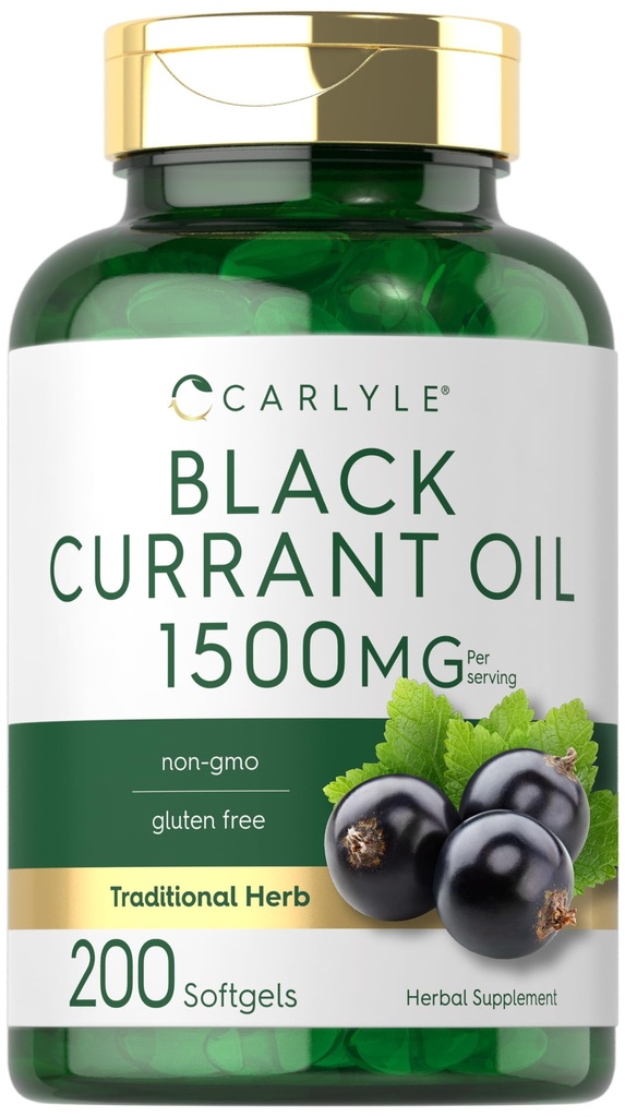 Carlyle Black Currant Oil Softgels | 1500mg | 200 Count | Non-GMO and Gluten Free Formula | Black Currant Seed Oil