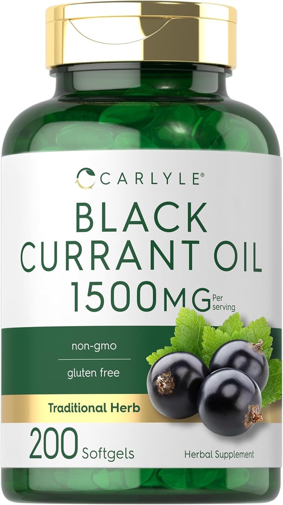 Carlyle Black Currant Oil Softgels ← 1500mg ← 200 Cuenta ← No GMO y Fórmula Libre Gluten