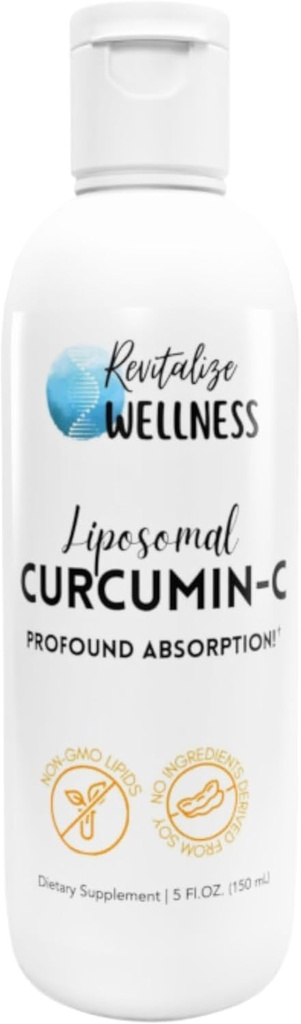 Liposomal Curcumin-C | 1,000 mg Vitamin C & 65 mg Curcumin | Profound Absorption, Pure, Corn Free, & GMO-Free | 30 Servings