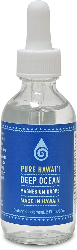 Pure Hawaii Deep Ocean Magnesium Drops – Made in Hawaii – with Other Trace Minerals – Easy to Take Liquid 2 Fl. Oz. – Aids in Brain, Mood. Muscle, Nerve, " Cardiovascular Health