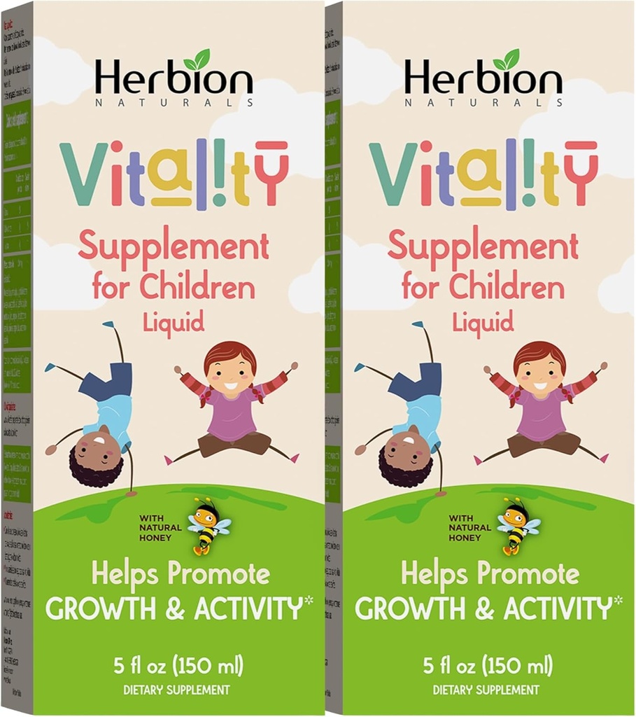 HERBION Naturals Vitality Supplement for Children, Promotes Growth and Appetite, Relieves Fatigue, Improves Mental & Physical Performance, for Kids 1 Year ' Above, 5 Fl Oz (Pack of 2)