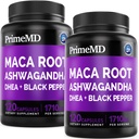 6-en-1 Orgánica Maca Root Ashwagandha Capsules 1710mg con DHEA y extracto de fruta de pimienta negra para hombres y mujeres - Suplemento de Maca Negro para Stamina, Bone y Mood Support Suplemento, 120ct (Pack of 2)