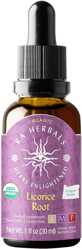 Ra Herbals Orgánica Licorice Root Liquid Extract - Sistema Digestivo Soporte - 1 fl oz