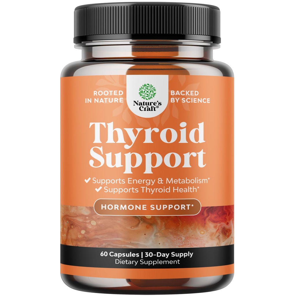 Complejo de soporte de tiroides herbales - Potent Kelp Iodine Suplemento con L Tyrosine, Bladderwrack, Selenium " Pure Ashwagandha for Hormone Balance - Mood " Energy Dietary Pills - 60 cápsulas