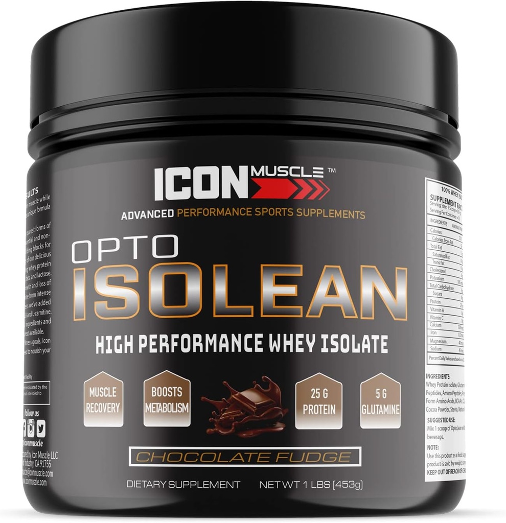 Isolean Whey Protein Powder, Chocolate, 1 libra