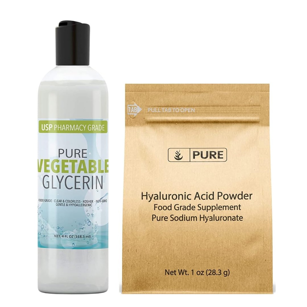 PURE ORIGINAL INGREDIENTES Ácido hialurónico y colchoneta de glicerina, varios tamaños, grado alimenticio, sin plomo